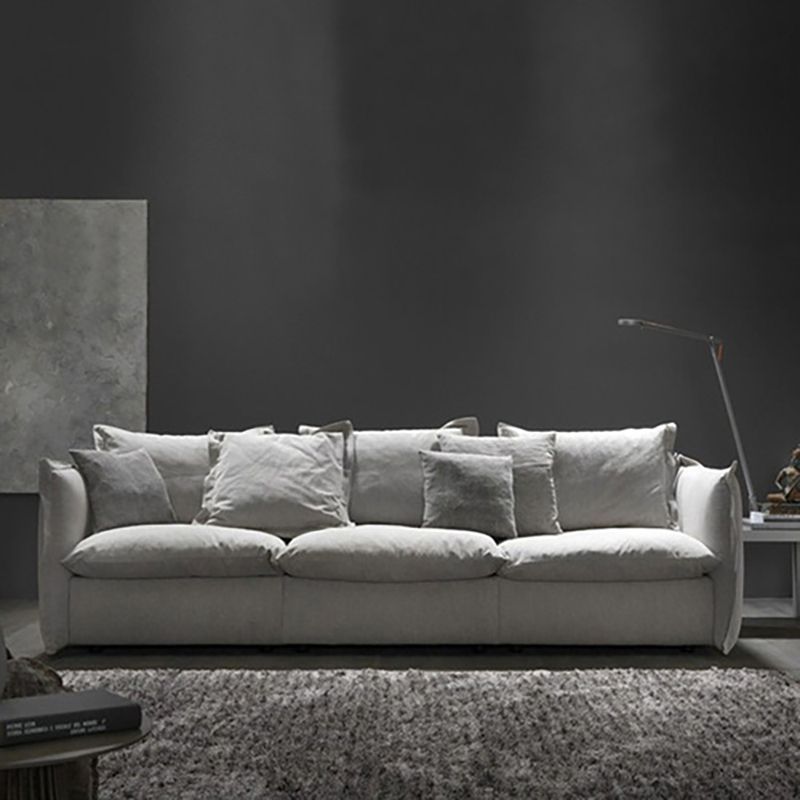 Moderne Stoff quadratische Armsofa Standardkissen Beige 4 -Bein -Sofa