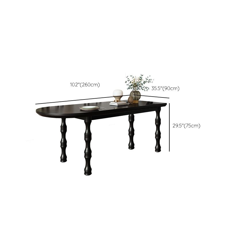 Modern Dining Room Dinner Table Wood 4 Legs Dining Table in Black