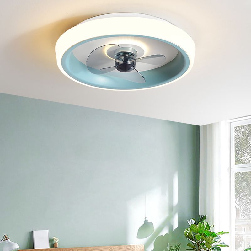 Contemporary Round Fan Light Metal Colorful LED Flush Mount Light for Bedroom