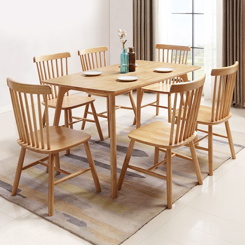 Rectangle 4 jambes Table moderne Couleur de bois clair Tableau fixe de bois massif