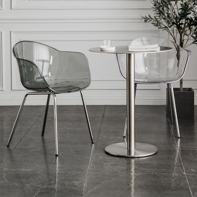 Contemporary Style Dining Chairs Arm Side Chair with Metal Legs for Kitchen