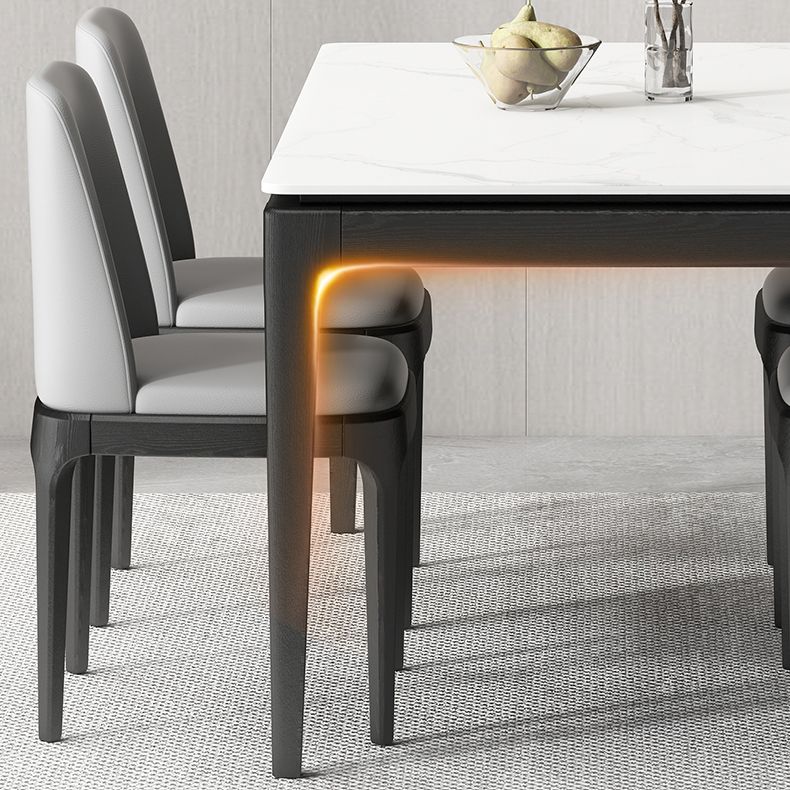 Modern Style Home Sintered Stone Dining Table Rectangle Shape Table with Ash Wood Base