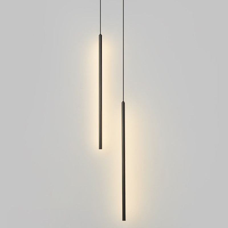 Linear Shape Hanging Lighting Modern Style Metal 2 Light Hanging Lamp for Living Room