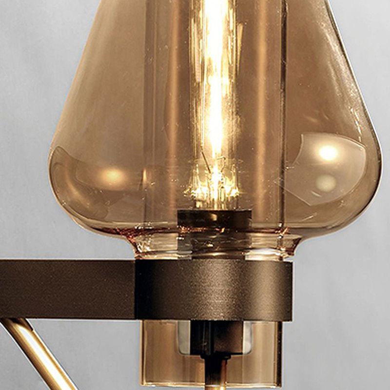 1 Fun a parete in vetro ambra chiaro moderno moderno illuminazione per la camera da letto dei funghi neri