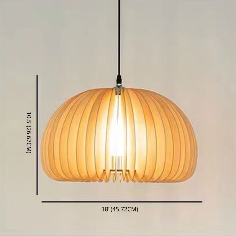 Luz colgante de calabaza de madera beige Minimalista Minimalista 1 Lámpara de techo de restaurante ligero Lámpara de techo