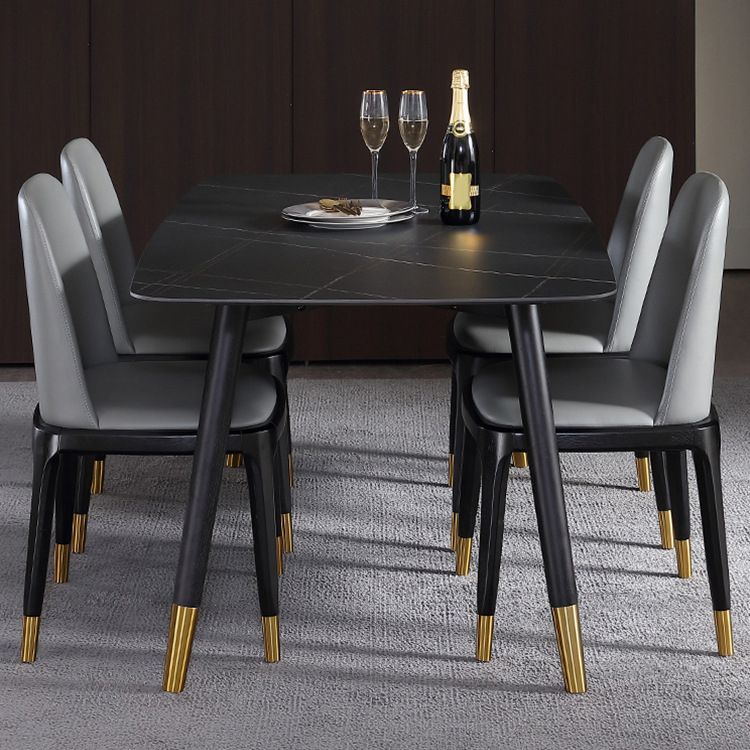 Designer Style Rectangle Dining Set 1/2/5/7 Pieces Sintered Stone Top Wooden Table Set