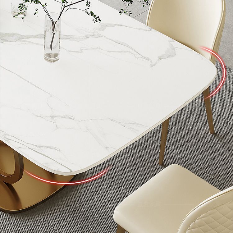 Modern Stone Furniture Set 1/4/5/7 Pcs Standard Height Dining Room Table Set in White