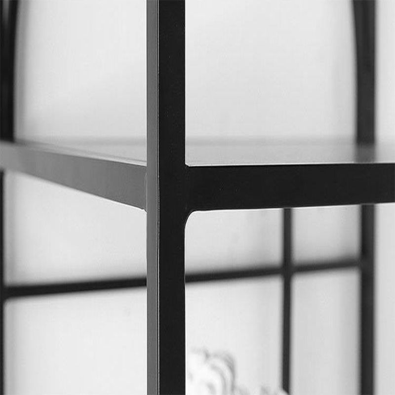 12" W Open Storage Bookcase Metal Bookshelf with Shelves in  Black and Gold