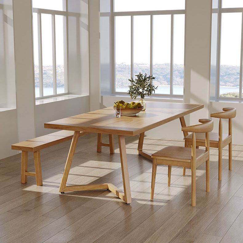 Pine Wood Dining Table Modern Rectangle Dining Table with Sled Base