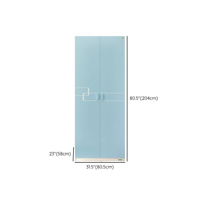 Blue Manufactured Wood with Shelves with Garment Rod Armoire Closet