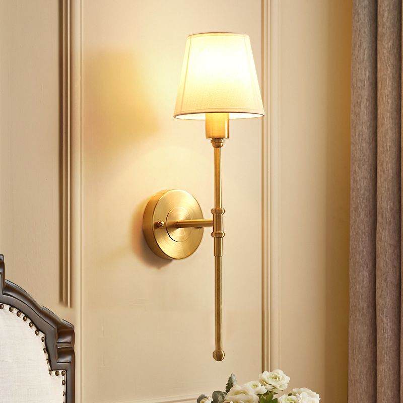 Geometric Wall Light Fixture Modern Fabric 1 Light Wall Sconce in Gold