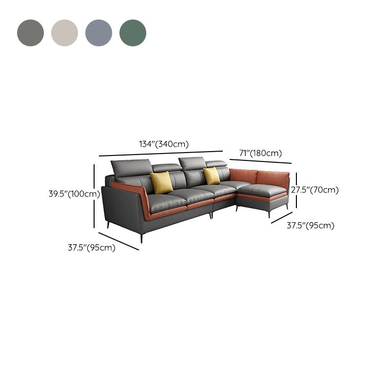 Nordic Stationary Faux Leather Living Room Flared Arm Cushions Seating