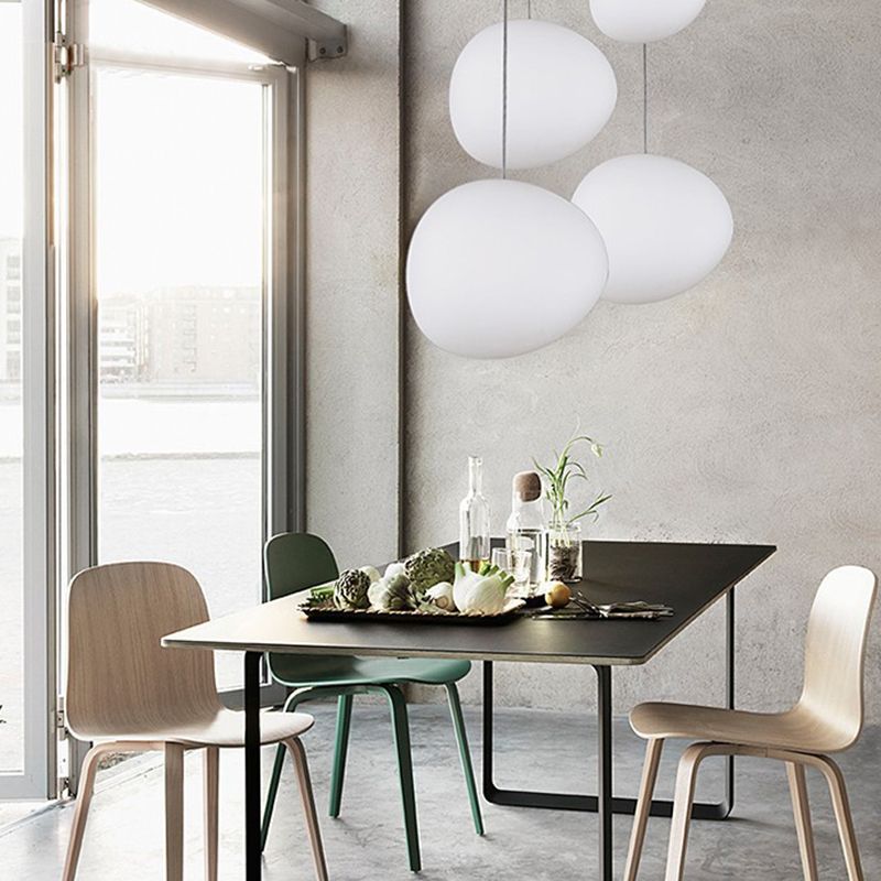 Style de style moderne ombre d'oeuf suspendu en verre léger 1 pendentif léger