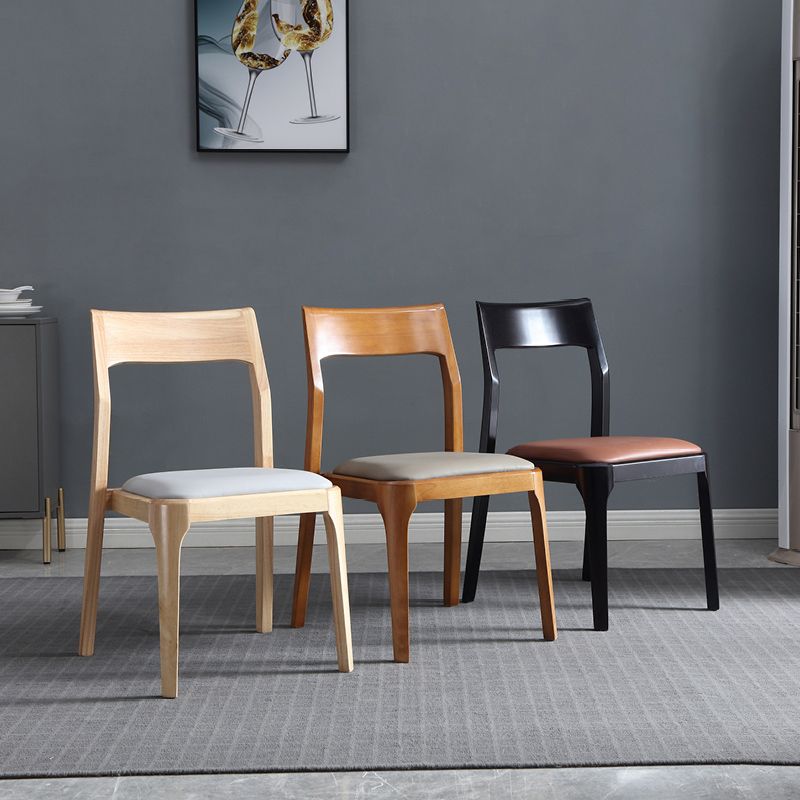 Chaises de salle à manger en bois modernes, chaise sans bras latérale à dos ouvert pour la cuisine