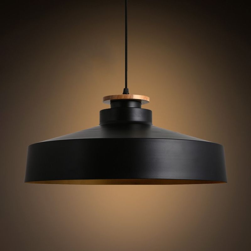 Luz de metal de 1 luz Luz de lámpara Vintage Black/White Pot Tail en forma de comedor Luz de techo