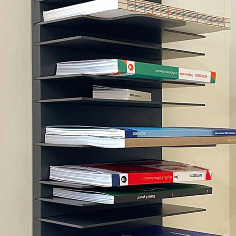 Industrial Metal Bookcase Floating Closed Back Bookshelf with Shelves