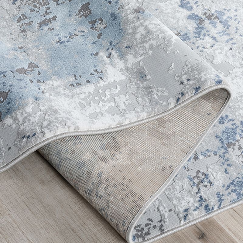 Blue Color Block Area Carpet Modern Polyester Area Rug Easy Care Washable Rug for Home Decor
