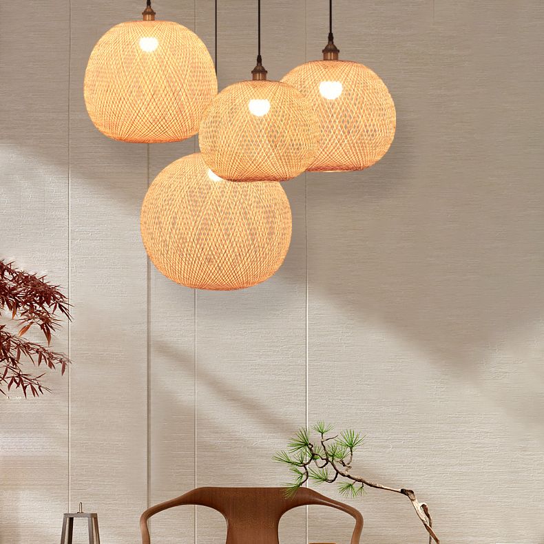 Moderne Stil Ballform Bambus Anhänger Leuchte