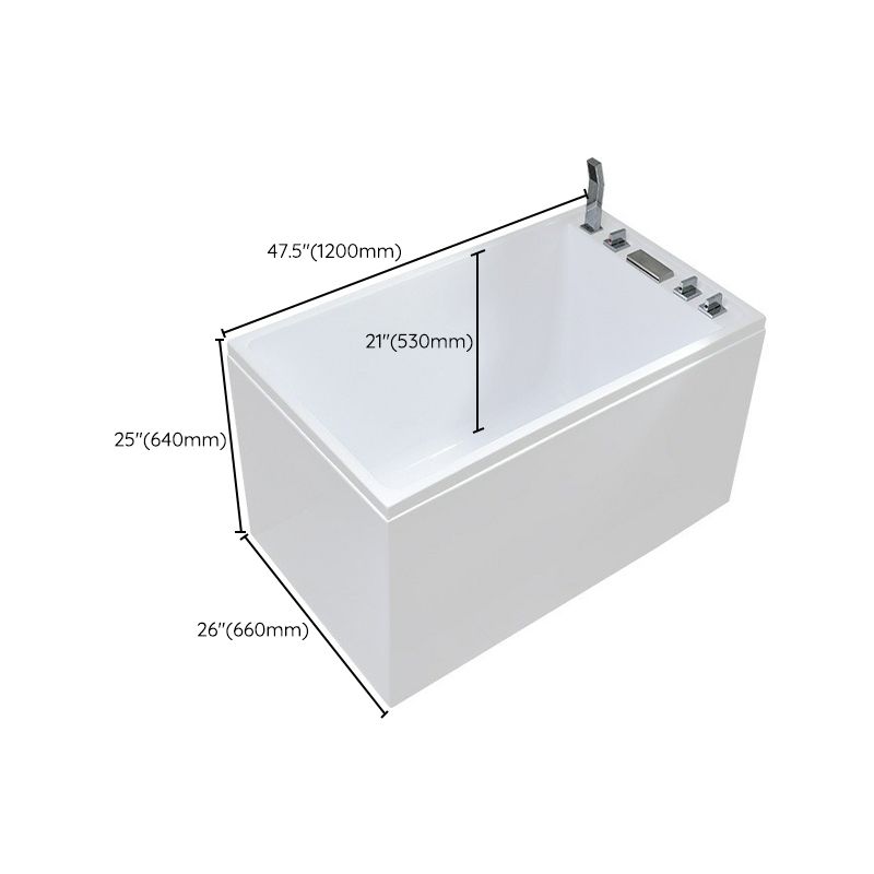 Modern Stand Alone White Bath Acrylic Rectangular Soaking Bathtub