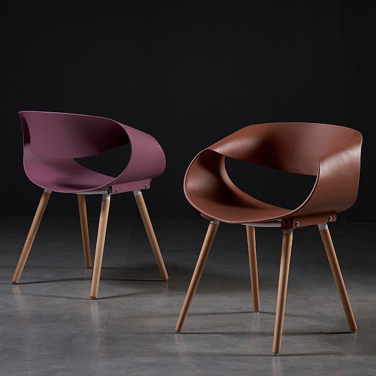 Chaises de salle à manger scandinaves sans accoudoirs avec pieds en bois (Ensemble de 2)