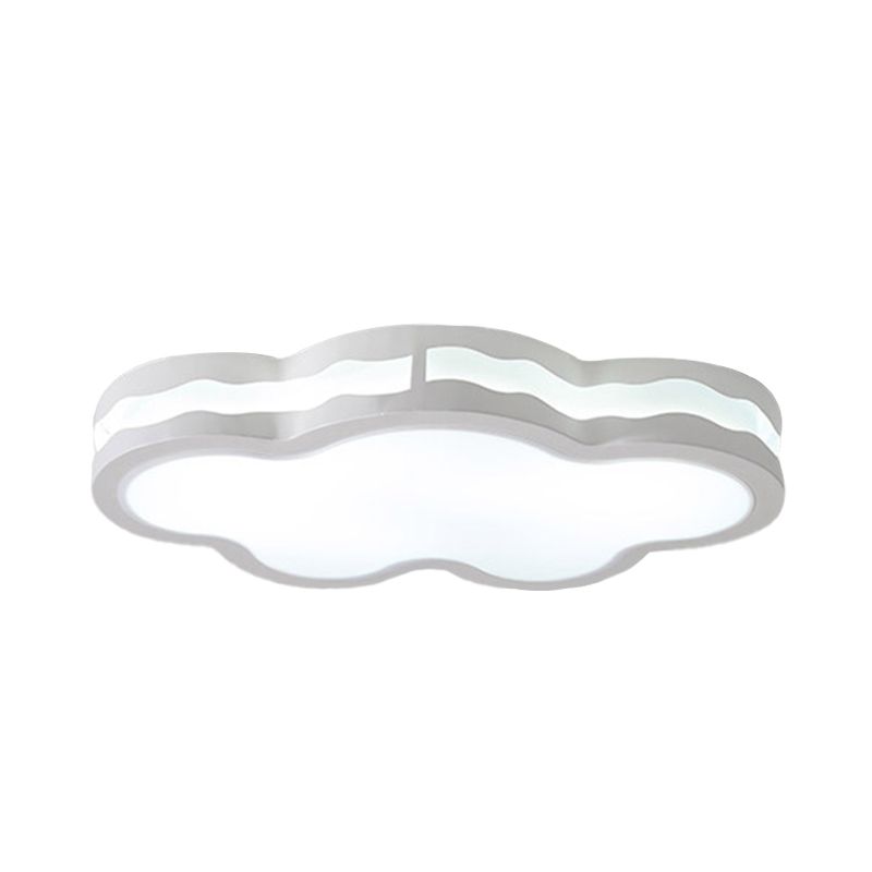26"/22.5" W Cloud Flush Lamp Modern Iron LED Bedroom Ceiling Mount Fixture in White with Acrylic Shade, Warm/White Light