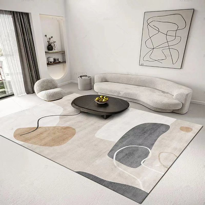 Tapis de bloc de couleur de ton blanc tapis nordique en Polyester support antidérapant tapis d'intérieur pour la décoration de la maison