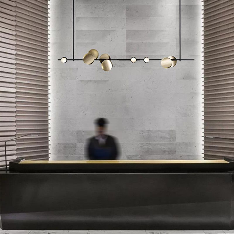 Modern Style Linear Hanging Pendant Lights Metal 9 Light Pendant Light Fixtures