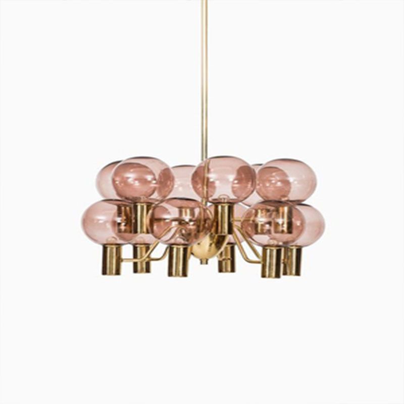 Glazen bol hanglamp in moderne luxe stijl elektroplate ijzer kroonluchter in goud