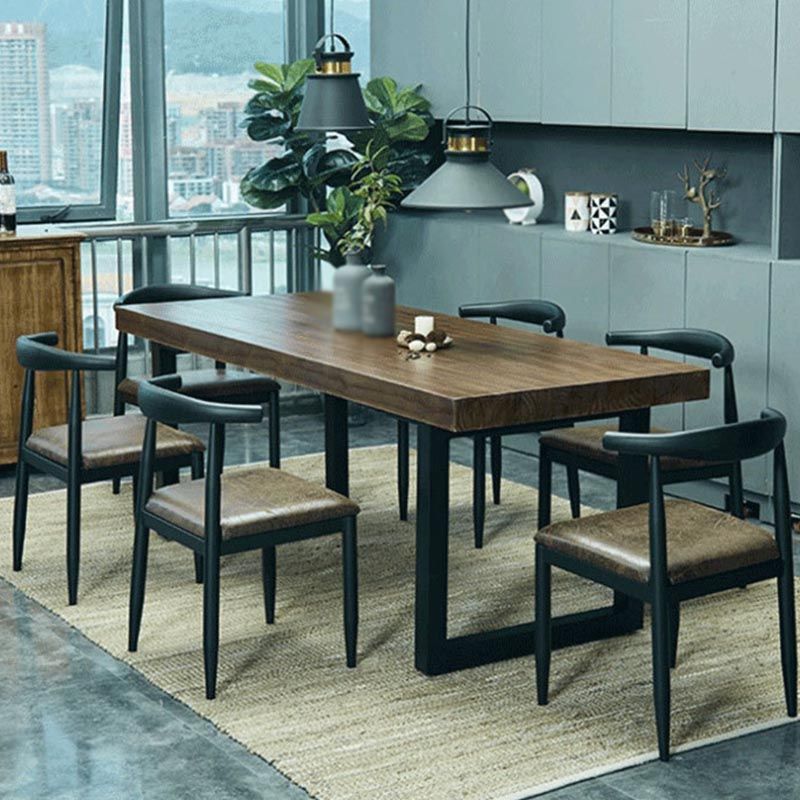 Industrial Style Wood Top Dining Table Metal Sled Base Dining Table without Chair
