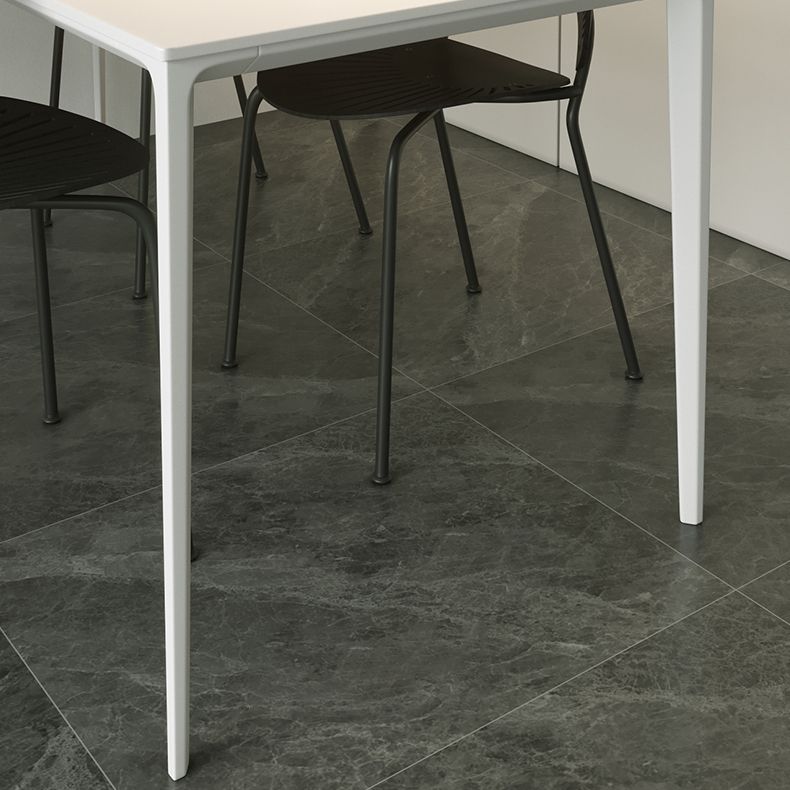 Modern Rectangle White Dining Set Kitchen Sintered Stone Top Dining Set with 4 Legs Base