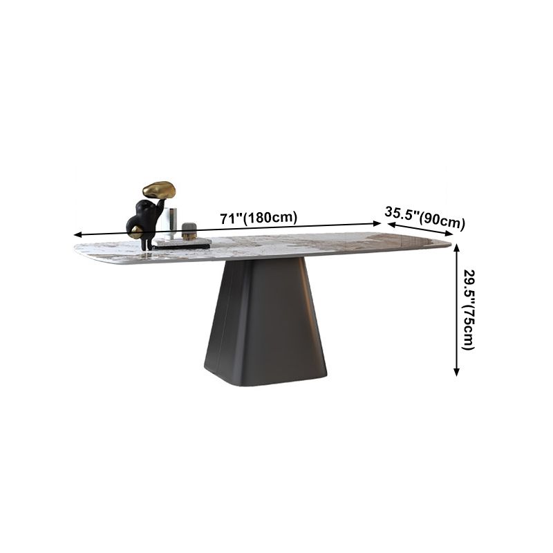 Metal Traditional Luxury Table Rectangle Sintered Stone Dining Table with Pedestal Base