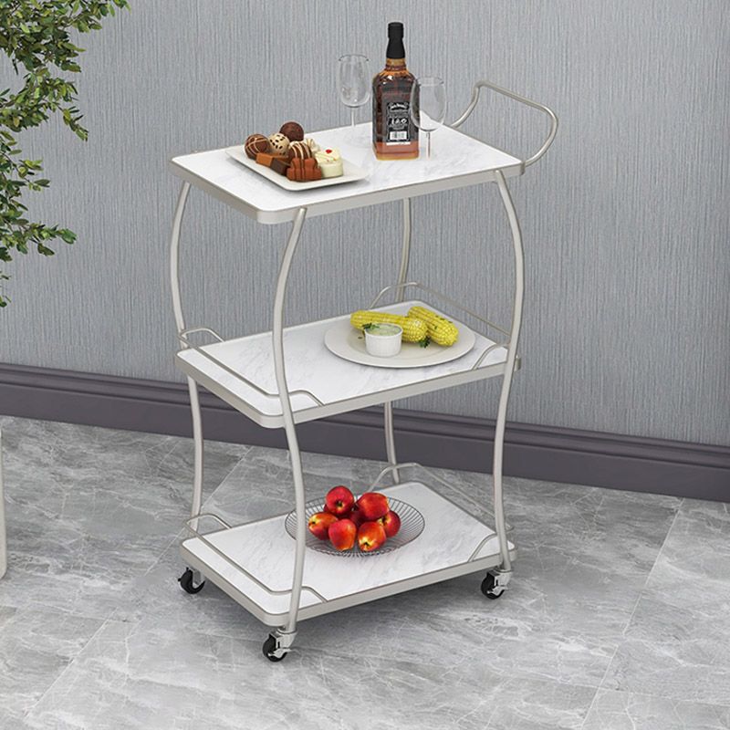 Open Storage Modern Prep Table Home Dining Rolling Prep Table