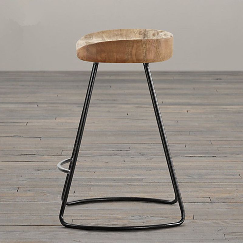 Contemporary Wooden Counter Height Stools Metal Base Bar Stool