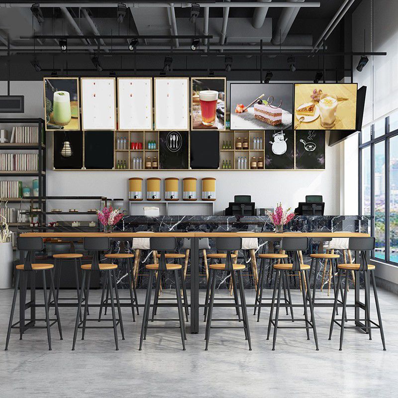 1/7 Pieces Indoor Bar Table Set Industrial Wooden Bar Table and Stools with Footrest