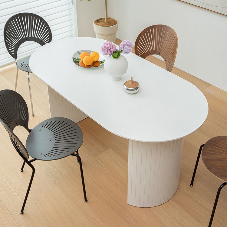 Massief hout eigentijdse ovale eettafel witte houten boventafel voor eetkamer
