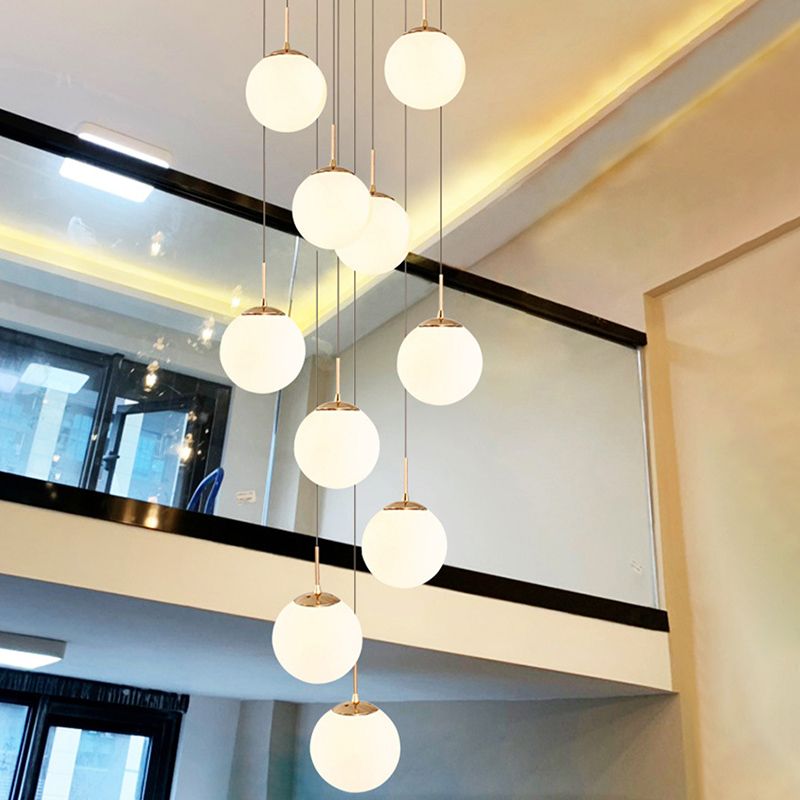 Sphere Staircase Pendant Ceiling Light Glass Modern Style Ceiling Pendant Light in Gold