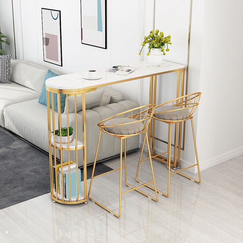 1/3/4 Pieces Marble Bar Table Set Glam Matte Finish Bar Stool and Table Set