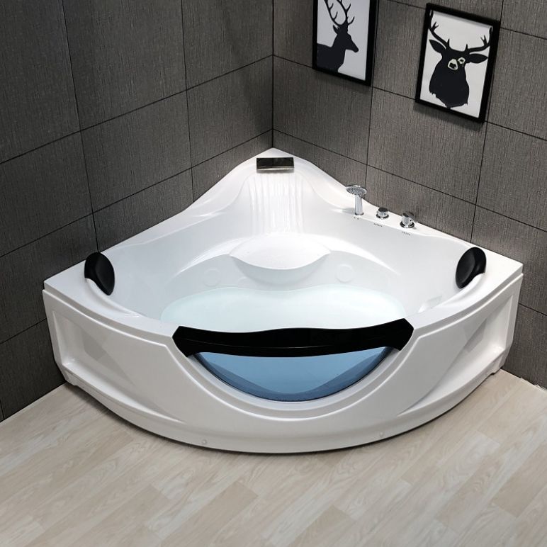 Modern Corner Bathtub Acrylic Soaking White Back to Wall Bathtub