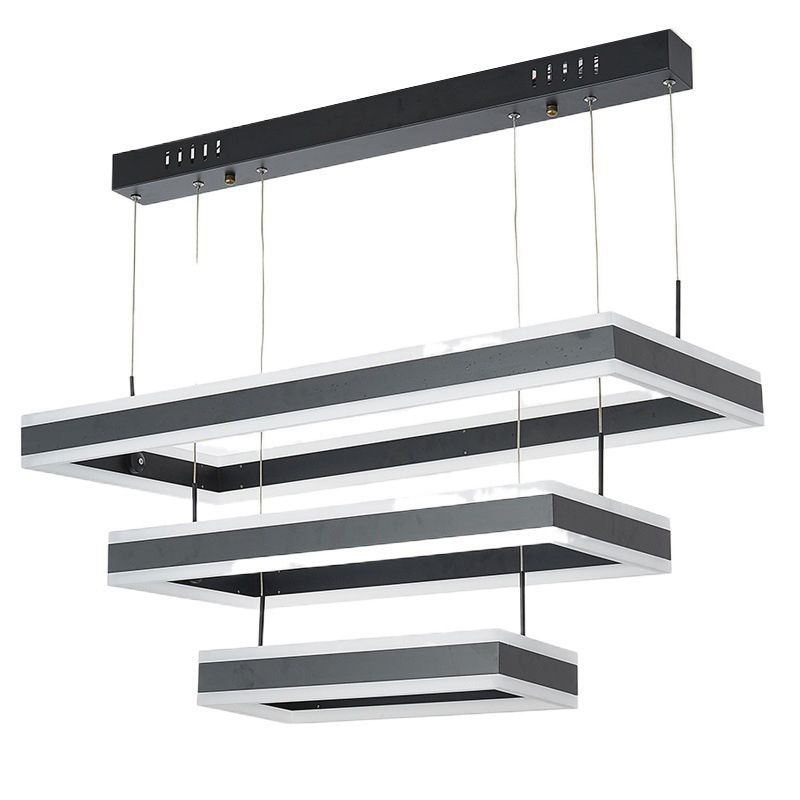 Black Tiered Metal Squared Ceiling Pendant Contemporary Ceiling Lighting Fixtures