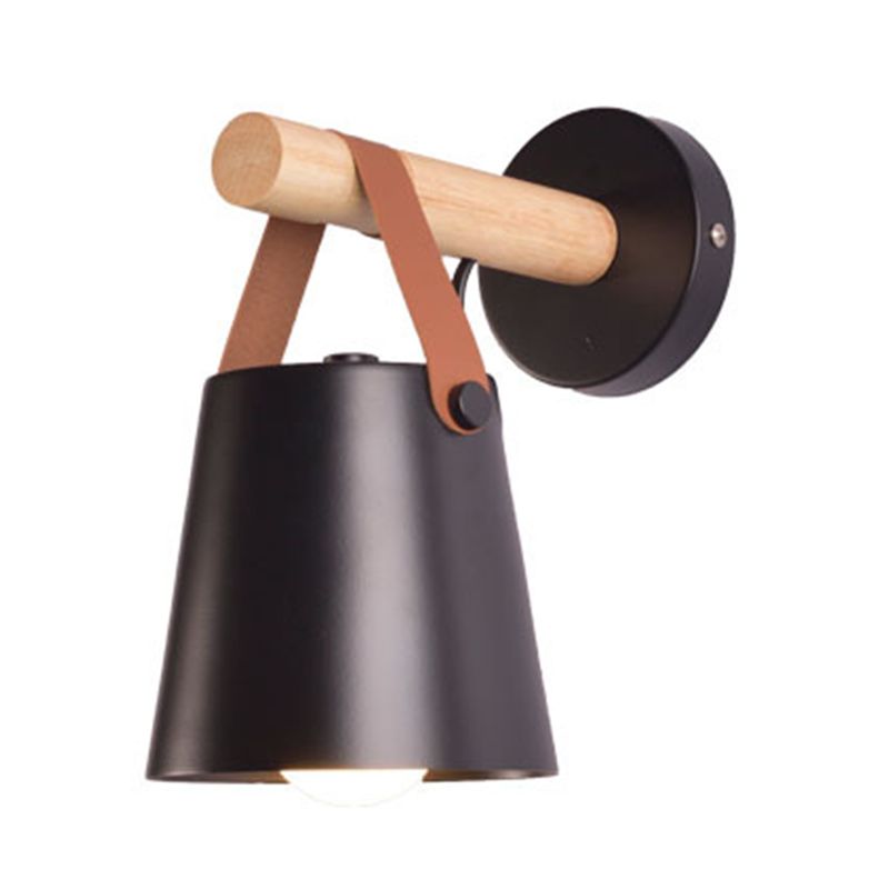 Modernist Wall Sconce Tapered Sconce Light with Metal and Wood for Bedroom