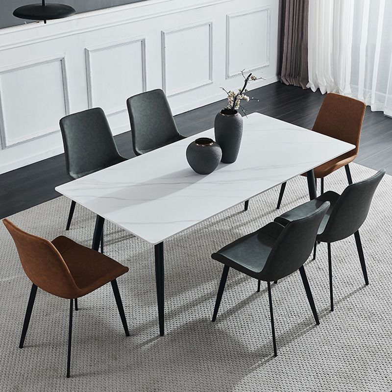 Rectangle Dining Table Stone Dining Table with 4 Legs for Dining Room