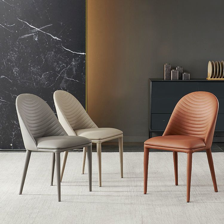 Contemporary Style Dining Chairs Armless Dining Chairs with Metal Legs for Kitchen