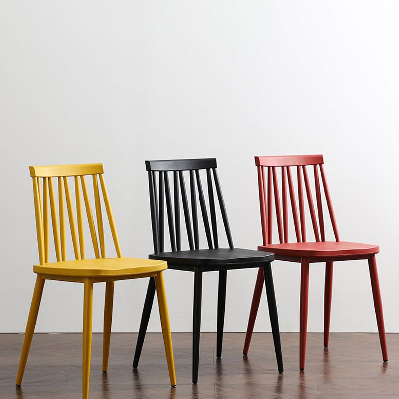 Modern Style Chair Plastic Armless Dining Chair with Metal Base