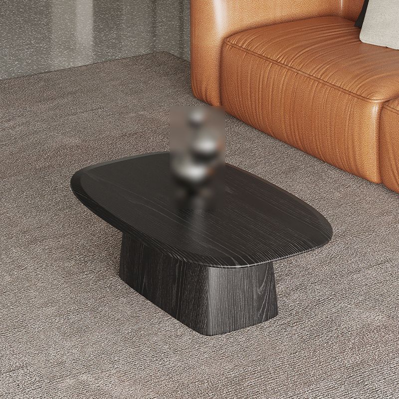 Pedestal Coffee Table Black Solid Wood Coffee Cocktail Table