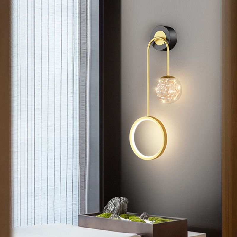 Modern Style Spherical Shape Wall Sconce Glass 2 Light Sconces for Bedroom