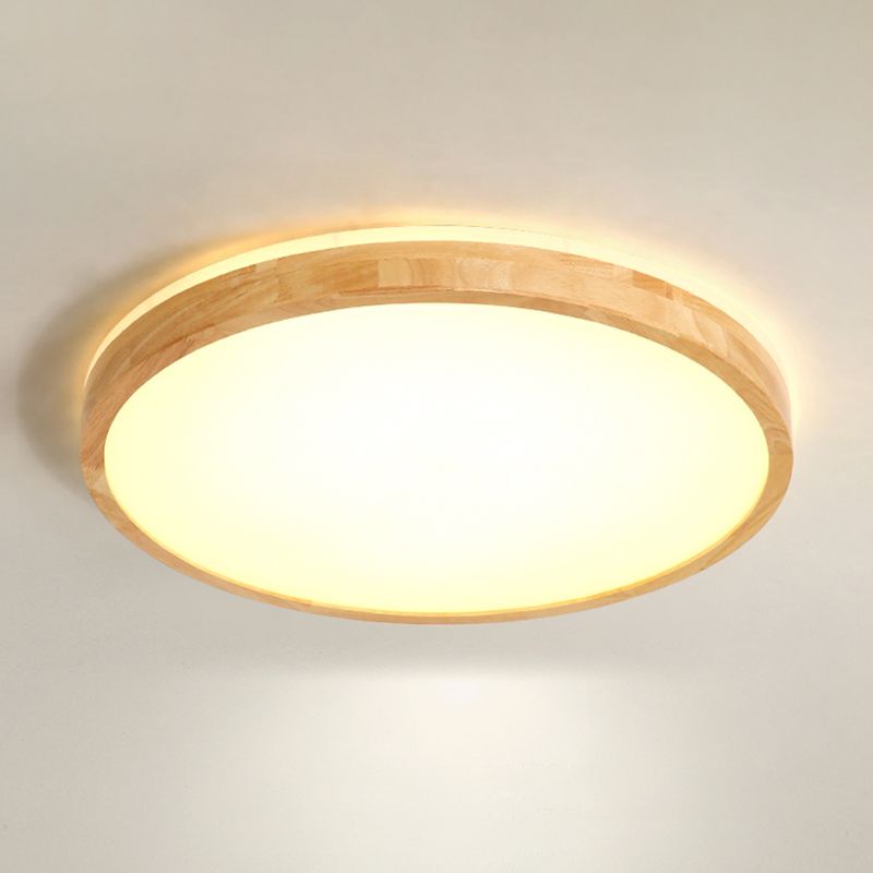 1 Light Circle Ceiling Lamp Modern Style Wood Ceiling Lighting for Dining Room