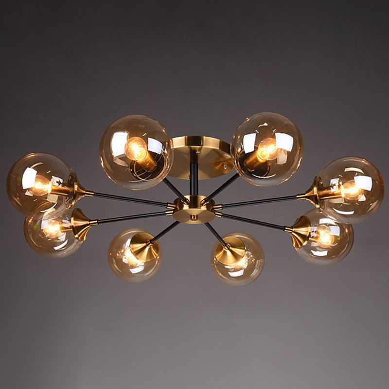 Glazen ronde vorm spoelplafondlicht moderne multi -lichten spoel de houding verlichting in zwart