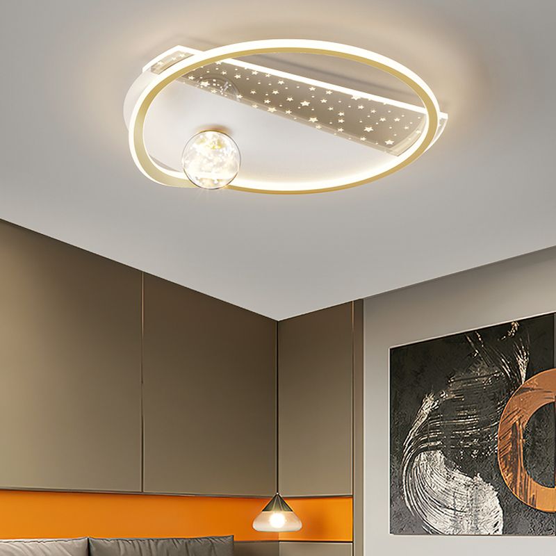 Geometry Shape LED Ceiling Lamp Modern Iron 2 Lights Flush Mount for Living Room Bedroom