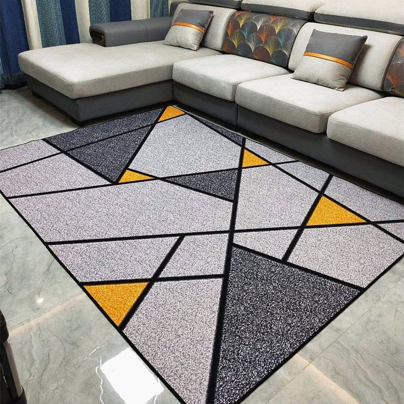 Contemporary Geometric Pattern Carpet Polyester Rug Non-Slip Backing Indoor Carpet for Living Room