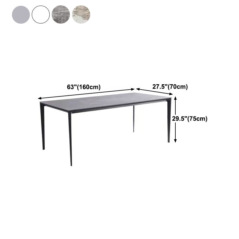Sintered Stone Home Kitchen Table Industrial Rectangle Fixed Dining Table